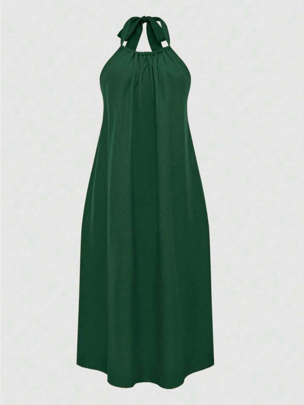 Halter Tie Neck Green Maxi Dress